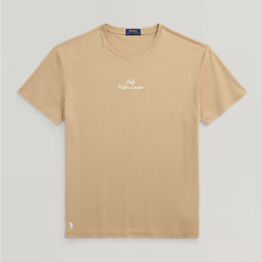 NWT Polo Ralph Lauren Classic Fit Chain-Stitch Logo Jersey T-Shirt. Khaki, 2XL